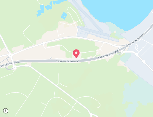 Map showing our location on Tasman Highway in Cambridge, Tasmania